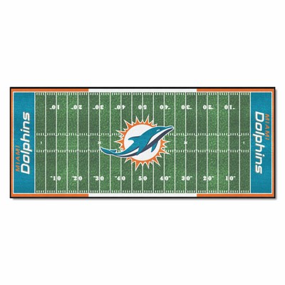 Fan Mats  LLC Miami Dolphins Football Field Runner Green