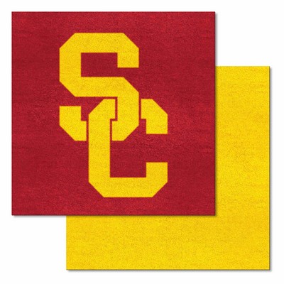 Fan Mats  LLC Southern California Trojans Team Carpet Tiles Cardinal