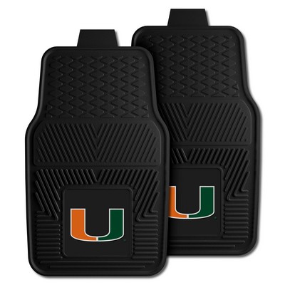 Fan Mats  LLC Miami Hurricanes 2-pc Vinyl Car Mat Set Black