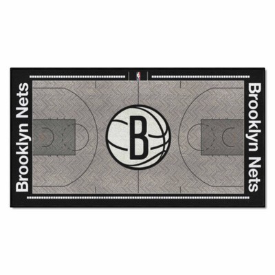 Fan Mats  LLC Brooklyn Nets NBA Court Runner Black