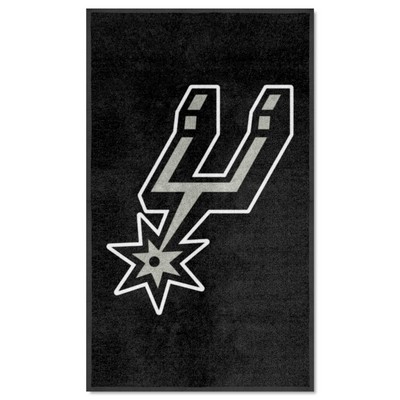 Fan Mats  LLC San Antonio Spurs 3x5 Logo Mat Portrait Black