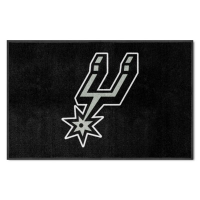 Fan Mats  LLC San Antonio Spurs 4x6 Logo Mat Landscape Black