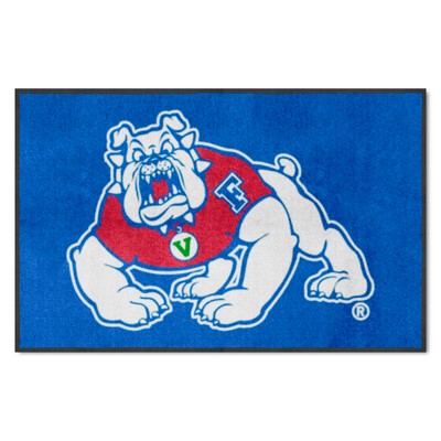 Fan Mats  LLC Fresno State Bulldogs 4x6 Logo Mat Landscape Black