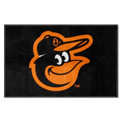 Fan Mats  LLC Baltimore Orioles 4x6 Logo Mat Landscape Black