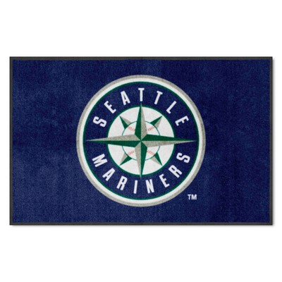 Fan Mats  LLC Seattle Mariners 4x6 Logo Mat Landscape Navy