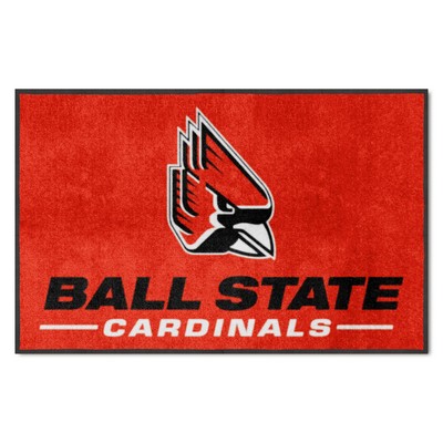 Fan Mats  LLC Ball State Cardinals 4x6 Logo Mat Landscape Red