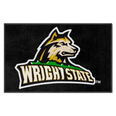 Fan Mats  LLC Wright State Raiders 4x6 Logo Mat Landscape Black