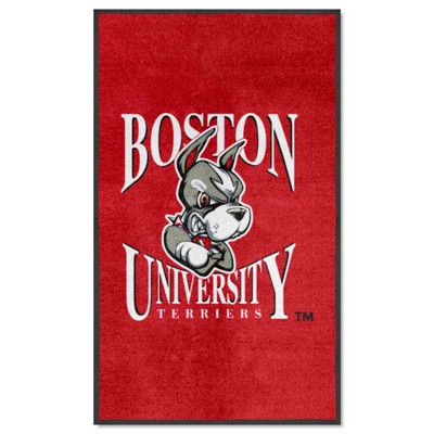 Fan Mats  LLC Boston Terriers 3x5 Logo Mat Portrait Red