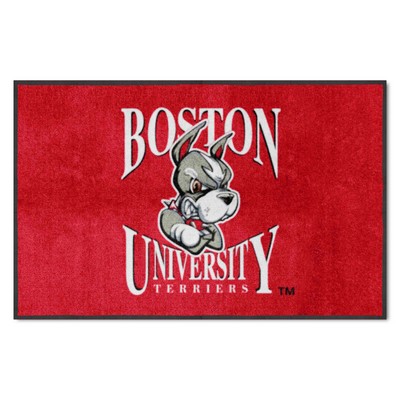 Fan Mats  LLC Boston Terriers 4x6 Logo Mat Landscape Red