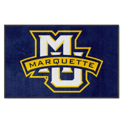 Fan Mats  LLC Marquette Golden Eagles 4x6 Logo Mat Landscape Navy