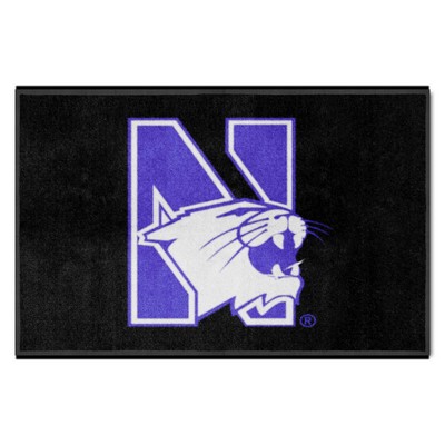 Fan Mats  LLC Northwestern Wildcats 4x6 Logo Mat Landscape Black