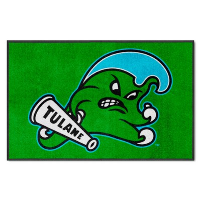 Fan Mats  LLC Tulane Green Wave 4x6 Logo Mat Landscape Green