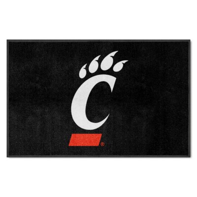 Fan Mats  LLC Cincinnati Bearcats 4x6 Logo Mat Landscape Black