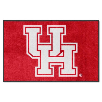 Fan Mats  LLC Houston Cougars 4x6 Logo Mat Landscape Red