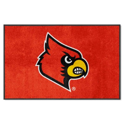 Fan Mats  LLC Louisville Cardinals 4x6 Logo Mat Landscape Red