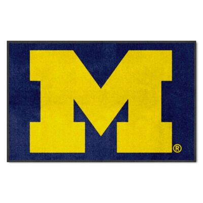 Fan Mats  LLC Michigan Wolverines 4x6 Logo Mat Landscape Blue