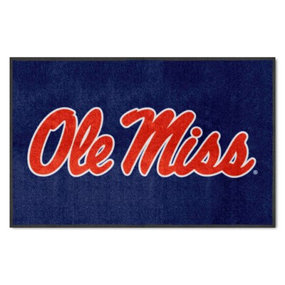 Fan Mats  LLC Ole Miss Rebels 4x6 Logo Mat Landscape Red