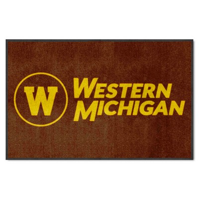 Fan Mats  LLC Western Michigan Broncos 4x6 Logo Mat Landscape Brown