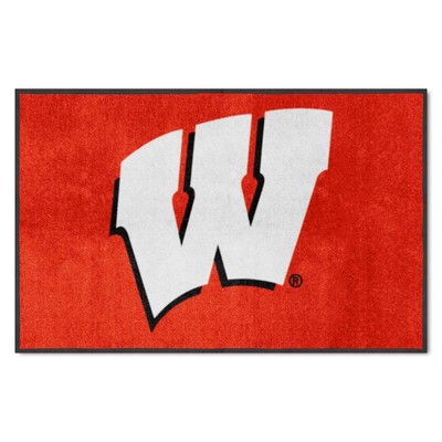 Fan Mats  LLC Wisconsin Badgers 4x6 Logo Mat Landscape Red