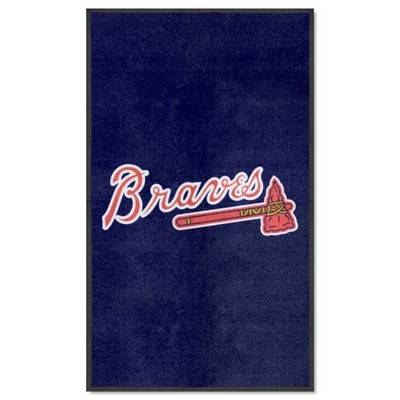 Fan Mats  LLC Atlanta Braves 3x5 Logo Mat Portrait Navy