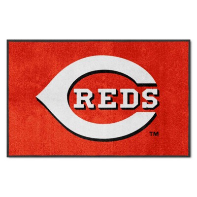 Fan Mats  LLC Cincinnati Reds 4x6 Logo Mat Landscape Red