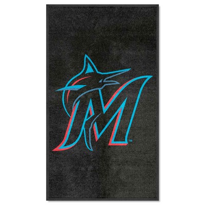 Fan Mats  LLC Miami Marlins 3x5 Logo Mat Portrait Black