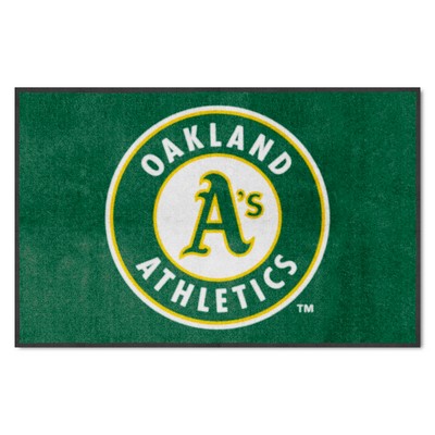 Fan Mats  LLC Oakland Athletics 4x6 Logo Mat Landscape Green