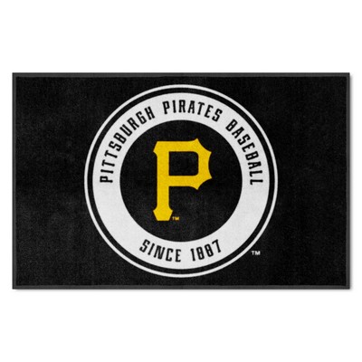 Fan Mats  LLC Pittsburgh Pirates 4x6 Logo Mat Landscape Black