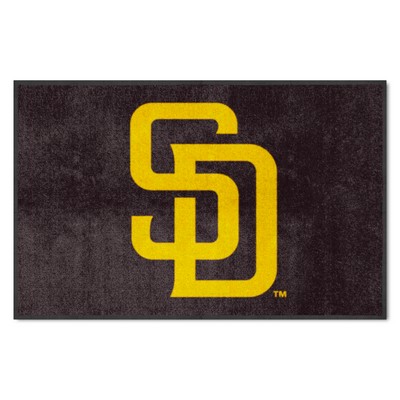 Fan Mats  LLC San Diego Padres 4x6 Logo Mat Landscape Brown