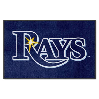 Fan Mats  LLC Tampa Bay Rays 4x6 Logo Mat Landscape Navy