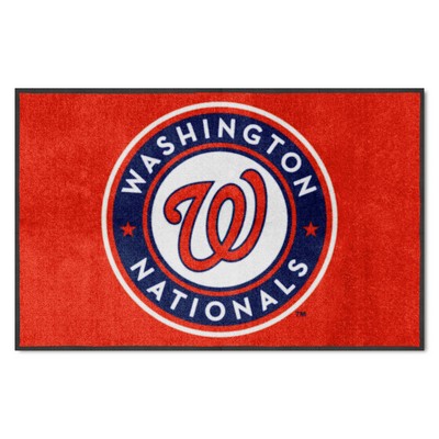 Fan Mats  LLC Washington Nationals 4x6 Logo Mat Landscape Red