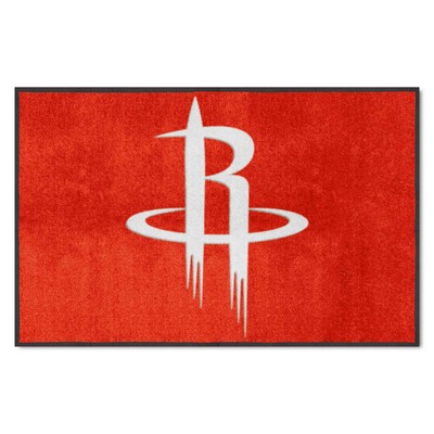 Fan Mats  LLC Houston Rockets 4x6 Logo Mat Landscape Red