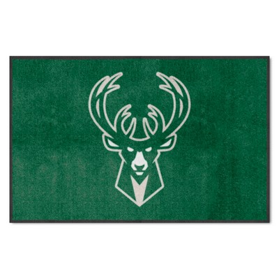 Fan Mats  LLC Milwaukee Bucks 4x6 Logo Mat Landscape Green