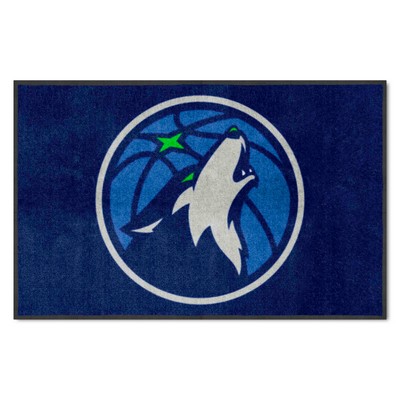 Fan Mats  LLC Minnesota Timberwolves 4x6 Logo Mat Landscape Navy