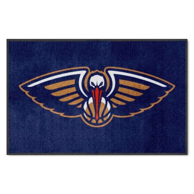 Fan Mats  LLC New Orleans Pelicans 4x6 Logo Mat Landscape Navy