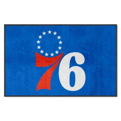 Fan Mats  LLC Philadelphia 76ers 4x6 Logo Mat Landscape Blue