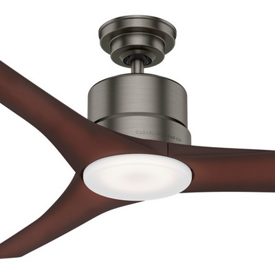 Casablanca Fan Co Casablanca 52 inch Piston Brushed Slate Damp Rated Ceiling Fan with LED Light Kit and Handheld Remot Silver