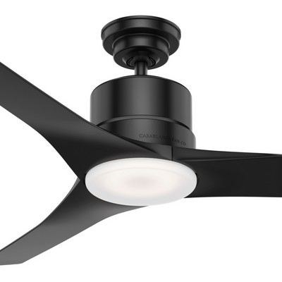 Casablanca Fan Co Casablanca 52 inch Piston Matte Black Damp Rated Ceiling Fan with LED Light Kit and Handheld Remote Black