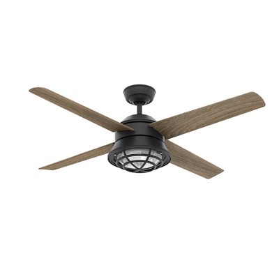 Casablanca Fan Co Casablanca 54 inch Seafarer Natural Black Iron Damp Rated Ceiling Fan with LED Light Kit and Wall Co Black