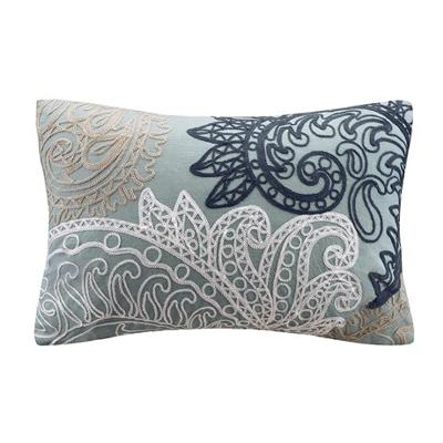 Olliix Kiran Embroidered Oblong Pillow Blue