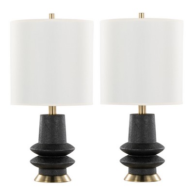 Lumisource Lloyd 26in Polyresin Table Lamp  - Set of 2 Sanded Matte Black Polyresin