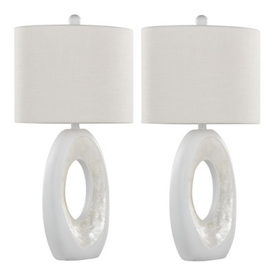 Lumisource Pearl 29in Polyresin Table Lamp - Set of 2 Matte White Polyresin