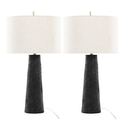 Lumisource Kona 31in Polyresin Table Lamp - Set of 2 Matte Black Polyresin