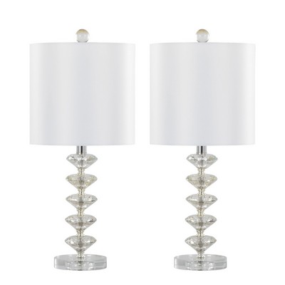 Lumisource Diamond Stacked 23in Crystal Table Lamp - Set of 2 Clear Crystal