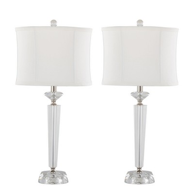 Lumisource Diamond Torch 25.75in Crystal Table Lamp - Set of 2 Clear Crystal