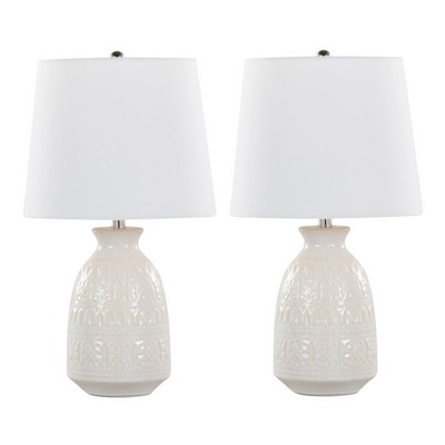 Lumisource Claudia 20in Ceramic Accent Lamp - Set of 2 Off-White Ceramic