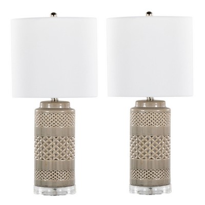 Lumisource Casa 21in Ceramic Table Lamp - Set of 2 Opal Gray Ceramic