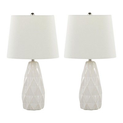 Lumisource Hex 20in Ceramic Accent Lamp - Set of 2 Off-White Ceramic