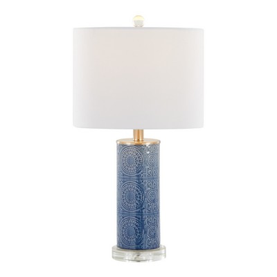 Lumisource Spyro 23in Ceramic Table Lamp Bijou Blue Ceramic