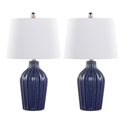 Lumisource Rockwell 23in Ceramic Table Lamp - Set of 2 Dark Blue Ceramic